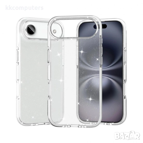 Силиконов кейс Shine 2 mm брокатен, За iPhone 17 Air (6.9), Прозрачен, снимка 1