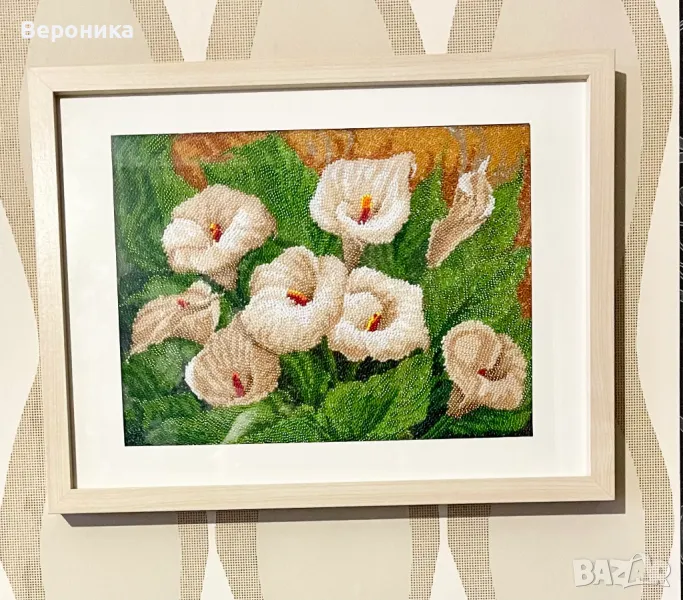 изцяло ушит гоблен с чешки мъниста "Очарованието на красотата", снимка 1