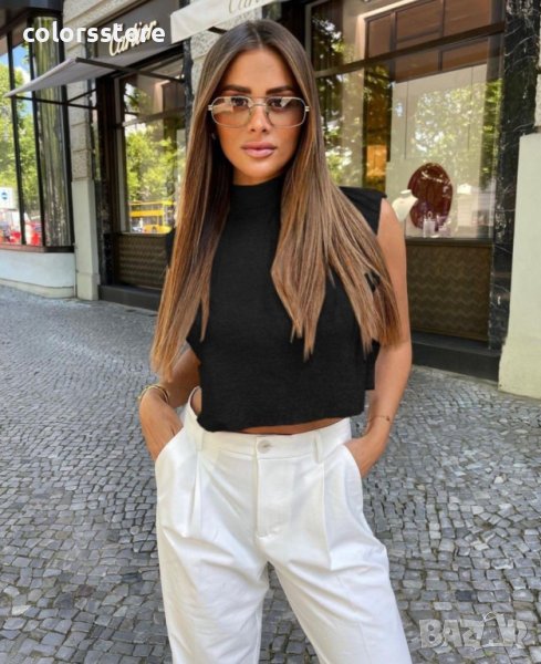 ДАМСКИ ПЛЕТЕН ТОП RAYA BLACK, снимка 1