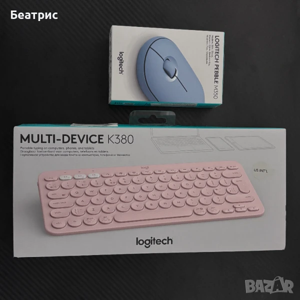 Безжичен комплект Logitech – клавиатура K380 + мишка Pebble M350, снимка 1