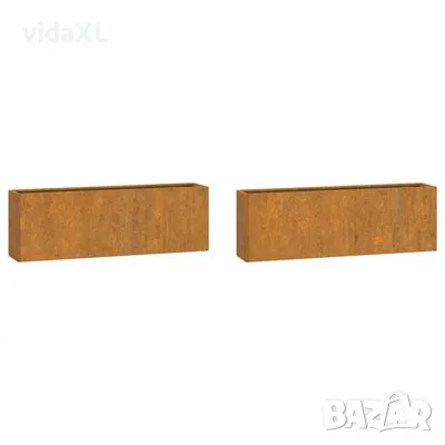 vidaXL Стенни кашпи, 2 бр, ръждиво, кортенова стомана, 53x10x17 см(SKU:823686, снимка 1