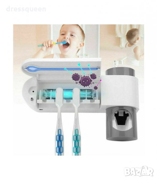 2846 UV стерилизатор за четки за зъби 3 в 1, Поставка, Дозатор за паста, снимка 1