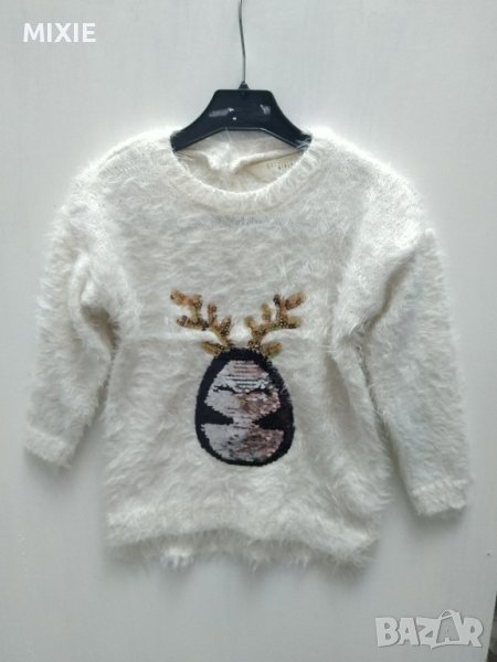 Нов детски пухкав Коледен пуловер, 3-4 г., снимка 1