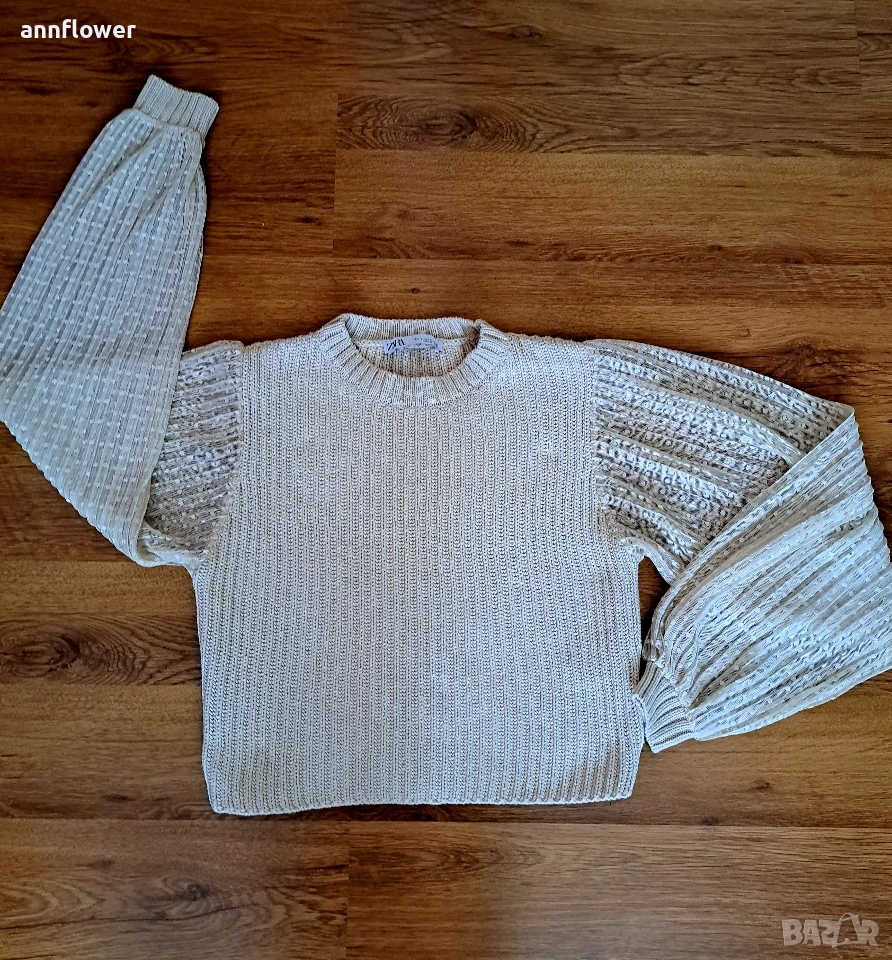 Пуловер с ефектни ракави Zara S, снимка 1