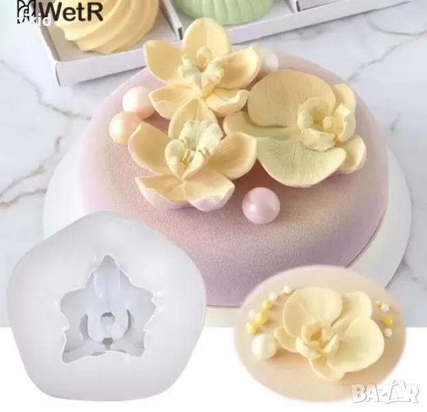 3D Средна орхидея цвете силиконов молд форма фондан шоколад смола гипс декор , снимка 1