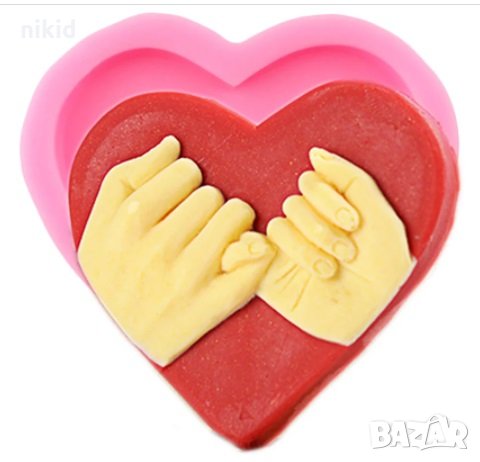 хванати пръсти ръце в сърце силиконова форма молд украса декор торта фондан шоколад и др, снимка 1