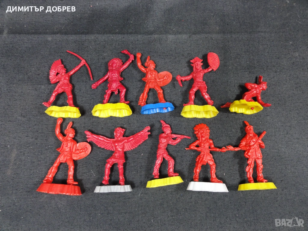 ЛОТ ОТ 10 СТАРИ РЕТРО ПЛАСТМАСОВИ ИГРАЧКИ ФИГУРКИ ИНДИАНЦИ, снимка 1