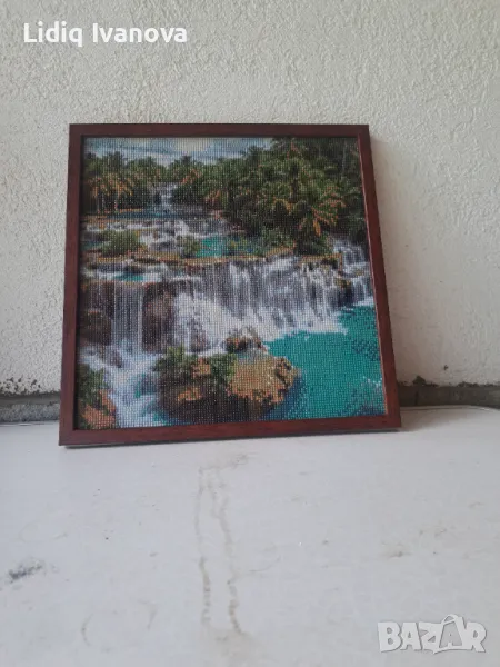 Диамантен гоблен водопад-готов и рамкиран, снимка 1