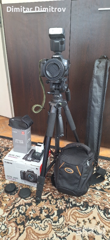 Фотоапарат светкавица и статив , снимка 1