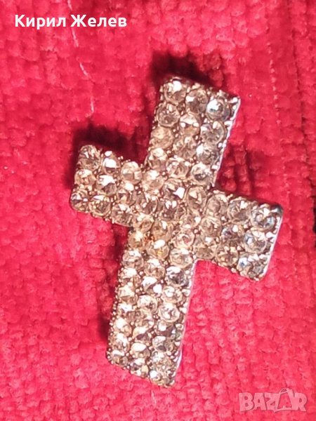 ПОСРЕБРЕНО КРИСТАЛНО МЕДНО СТАРО АРТ КРЪСТЧЕ за ГРИВНА КОЛИЕ 85831, снимка 1