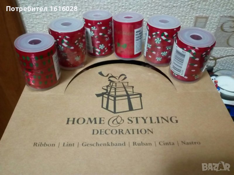 Нови Коледни ленти-панделки за подаръци,декорация и украса., снимка 1