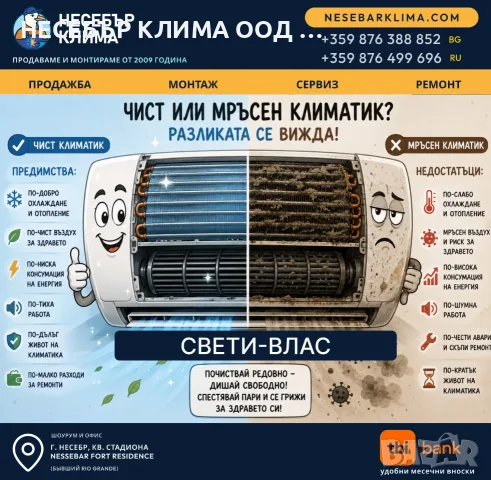 Годишна профилактика на климатици в Свети Влас | Nesebar Klima OOD