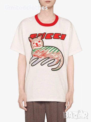 GUCCI Cat Print Logo Мъжка / Дамска Тениска size S (M), снимка 1 - Тениски - 35309604