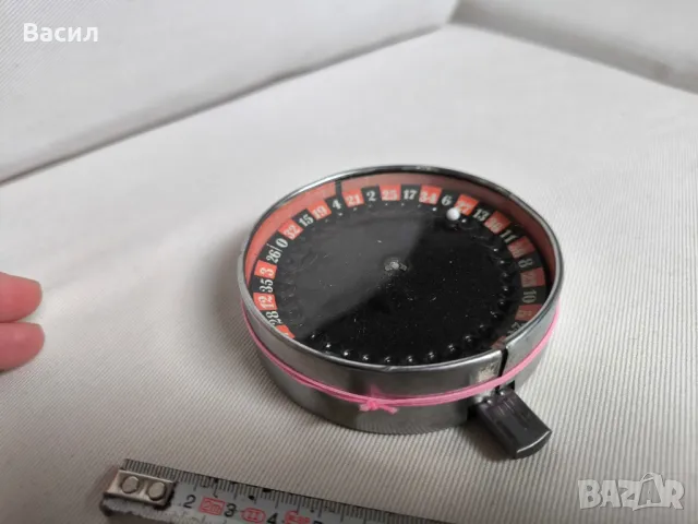 Стара преносима игра на рулетка | стъкло и метал, снимка 6 - Антикварни и старинни предмети - 48686294