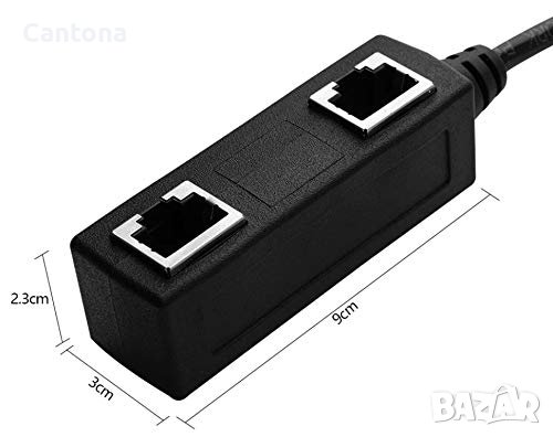 zdyCGTime RJ45 мрежов сплитер, 1 RJ45 мъжки към 2 RJ45 женски, Y сплитер, Cat 5/CAT 6​, снимка 3 - Мрежови адаптери - 40107533