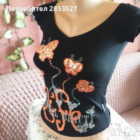 Тениска/пеперуди с пайети, снимка 4 - Тениски - 42481455