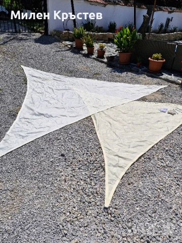 Тенти ,триъгълни с обтегачи и въжета , снимка 4 - Градински мебели, декорация  - 51095884
