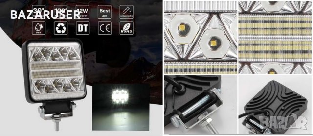 Халоген с алуминиев корпус -LED- 102W 52 мм .квадрат (1бр.) -250982, снимка 2 - Аксесоари и консумативи - 30708595