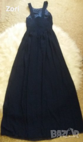 ВПЕЧАТЛЯВАЩА тъмносиня дълга рокля УНИКАЛНО КРАСИВО деколте , снимка 5 - Рокли - 42143684