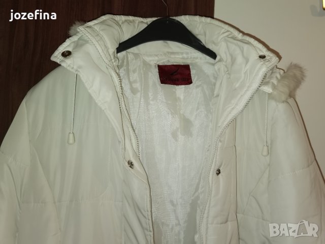 Бяло дълго зимно шушляково яке, снимка 4 - Якета - 42842125