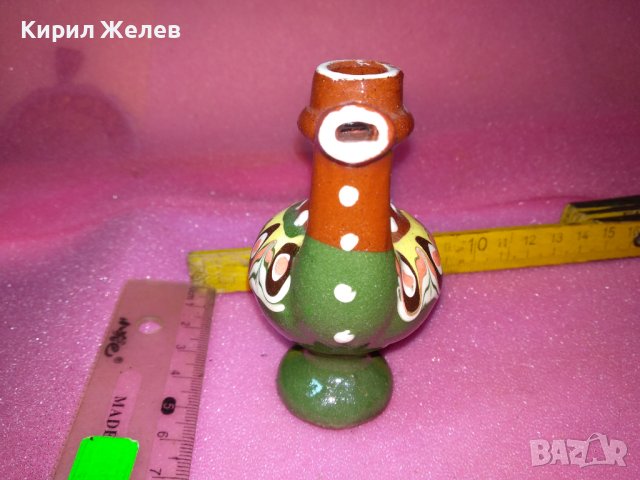 КЕРАМИЧНО БЪРДУЧЕ СВИРКА РЪЧНА МАЙСТОРСКА ИЗРАБОТКА ТРАДИЦИОНЕН ЕТНО СУВЕНИР ГЛЕДЖОСАНА ГЛИНА 42937, снимка 6 - Декорация за дома - 44297480
