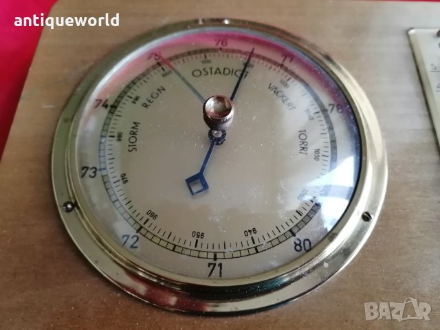 Стенен Стар  БАРОМЕТЪР с Термометър, снимка 2 - Антикварни и старинни предмети - 31018315