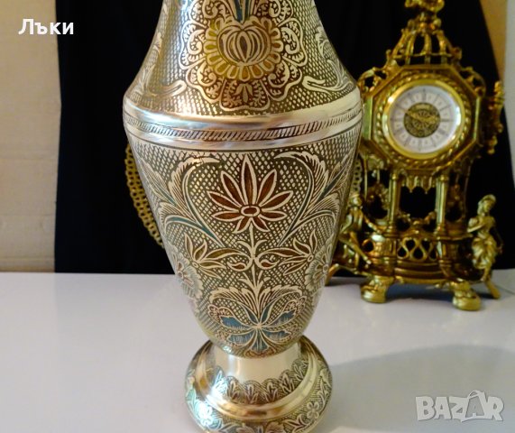 Бронзова ваза 36 см.,клетъчен емайл. , снимка 8 - Вази - 37654544
