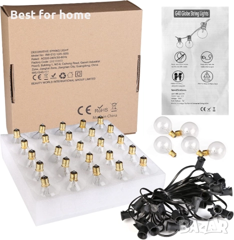 Външни светлинни гирлянди с крушки G40-2800m 25 крушки за градина IP44 водоустойчиви, снимка 8 - Външни лампи - 52926929