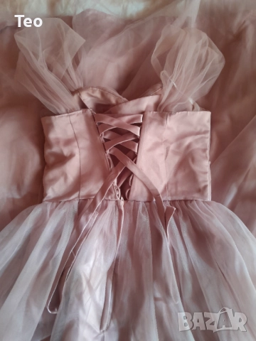 Официална дълга рокля, светло розово, тюл, снимка 6 - Рокли - 52931136