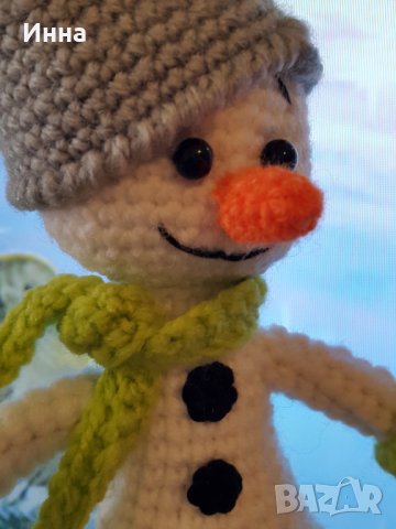 подарък за Коледа. Снежен човек, Ръчно изработена, Плетена играчка, снимка 9 - Плюшени играчки - 42422203