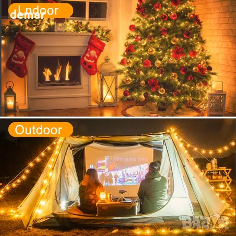 Realky коледни лампички, 41,2 м, 320LED водоустойчиви, с 8 режима, дистанционно, (топло бяло), снимка 8 - Декорация за дома - 48000702