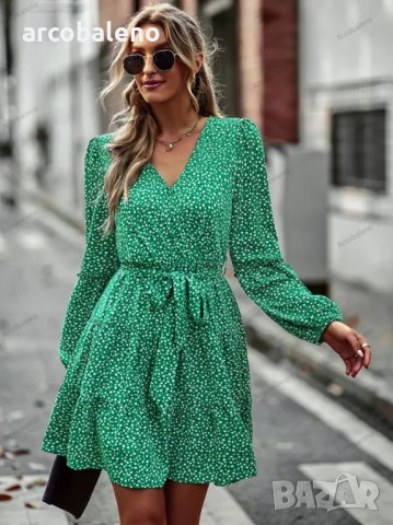 Дамска рокля с V-образно деколте, 4цвята, снимка 2 - Рокли - 39660493