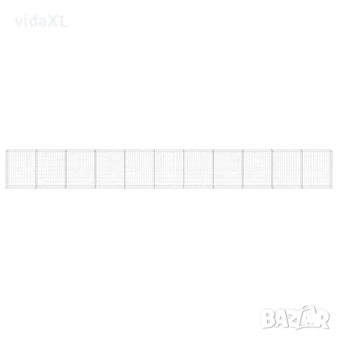 vidaXL Габионна стена с капаци, поцинкована стомана, 900x30x100 см, снимка 4 - Огради и мрежи - 56146100