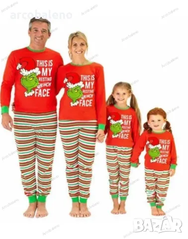 Семеен комплект коледни пижами Grinch