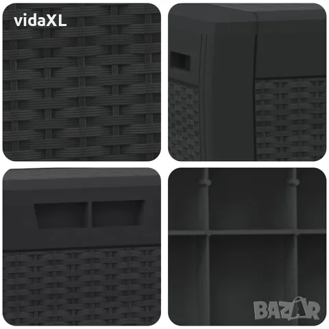 vidaXL Градински сандък за съхранение антрацит 119x48x60 см PP, снимка 7 - Ракли - 56146189