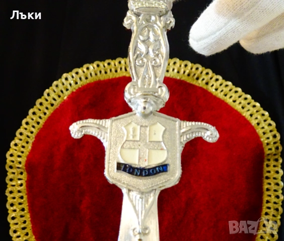 Посребрен нож за писма London,корона. , снимка 3 - Антикварни и старинни предмети - 52079594