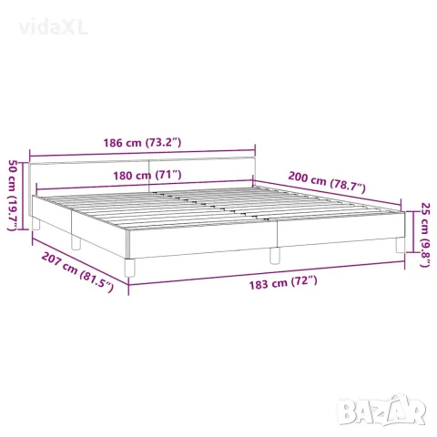 vidaXL Рамка за легло с табла без матрак, кремава, 180x200 см, снимка 9 - Спални и легла - 56147173