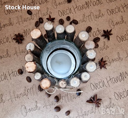Свещник за чаена свещ от естествени материали, снимка 3 - Декорация за дома - 38600364