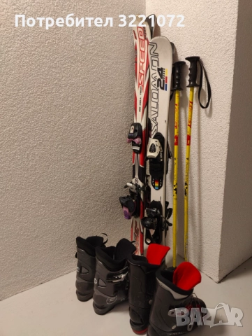 Детски ски (100 и 110 см) , ски-обувки (21 и 21.5) и щеки (90см)