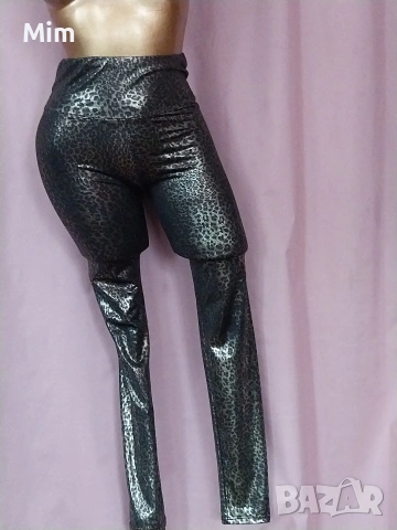 S Черен еластичен клин змийски принт с отблясък 