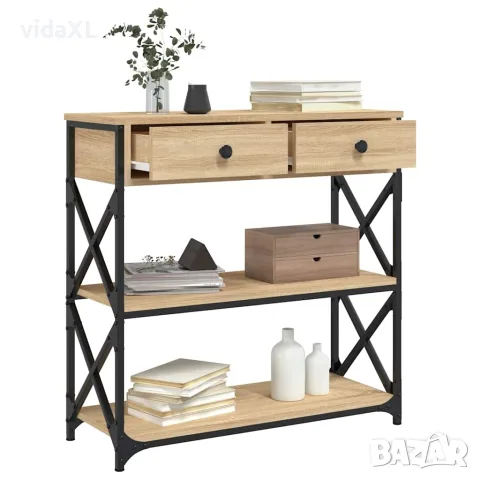 vidaXL Конзолна маса, дъб сонома, 75x28x75 см, инженерно дърво, снимка 4 - Маси - 56148073
