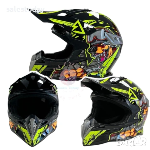 Кросова каска за мотор, ендуро, АТВ, Скутер,  неон