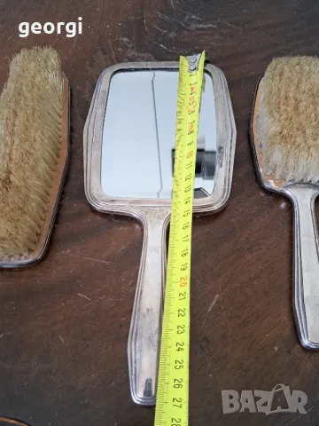 винтидж посребрен комплект Фасетирано огледало с две четки  5/2, снимка 12 - Антикварни и старинни предмети - 49081843