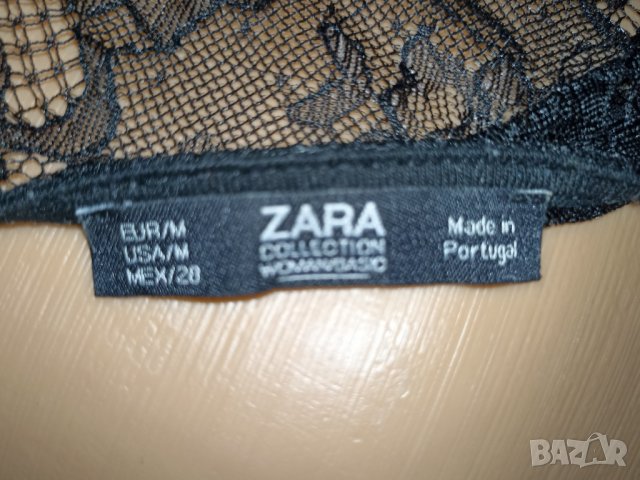 Zara M-Черно боди с къс ръкав от дантела и микрофибър , снимка 7 - Корсети, бюстиета, топове - 36772077