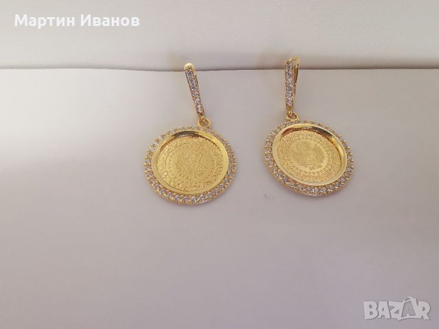 Златни обеци с монети Ататюрк, чеерек , снимка 6 - Обеци - 37105139