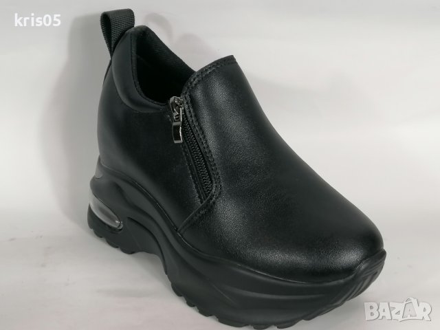 Черни маратонки на платформа, снимка 2 - Маратонки - 44239425