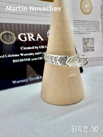 Сребърен пръстен с мойсанит (Диамант) 1 карат, снимка 4 - Пръстени - 52081076