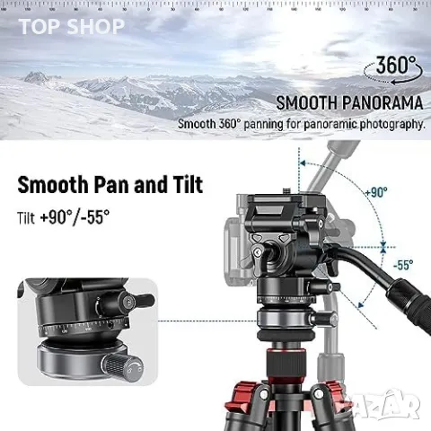 Нова глава за статив NEEWER с нивелираща основа триножник Arca QR плоча, снимка 3 - Чанти, стативи, аксесоари - 49319146