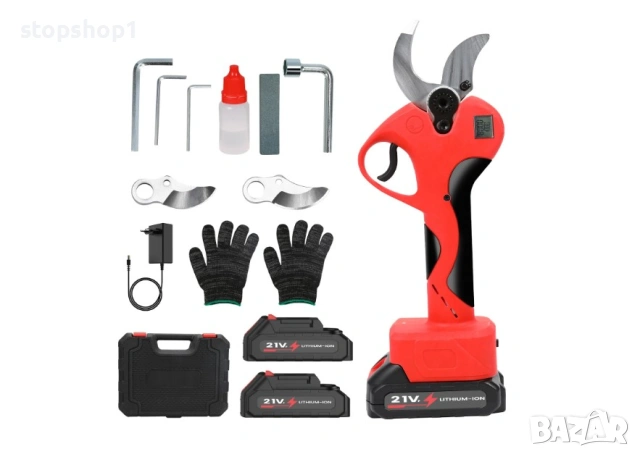 Електрически градински ножици, 2*батерии, острие от въглеродна стомана, диаметър на рязане 40 мм, ер, снимка 3 - Градинска техника - 54227623