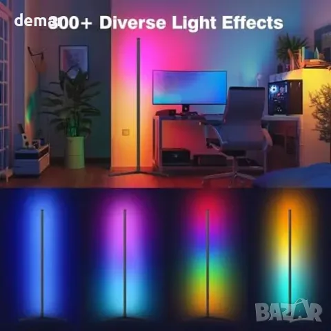 Черен RGB LED лампион riyo с приложение, дистанционно и 68+ режима, снимка 2 - Други стоки за дома - 56228533